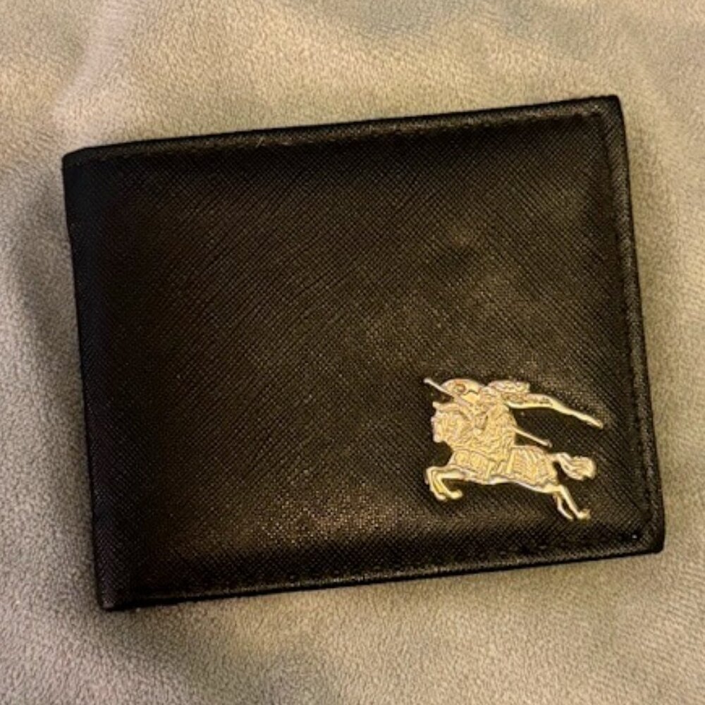BURBERRY Black Bifold Wallet with Knight Logo